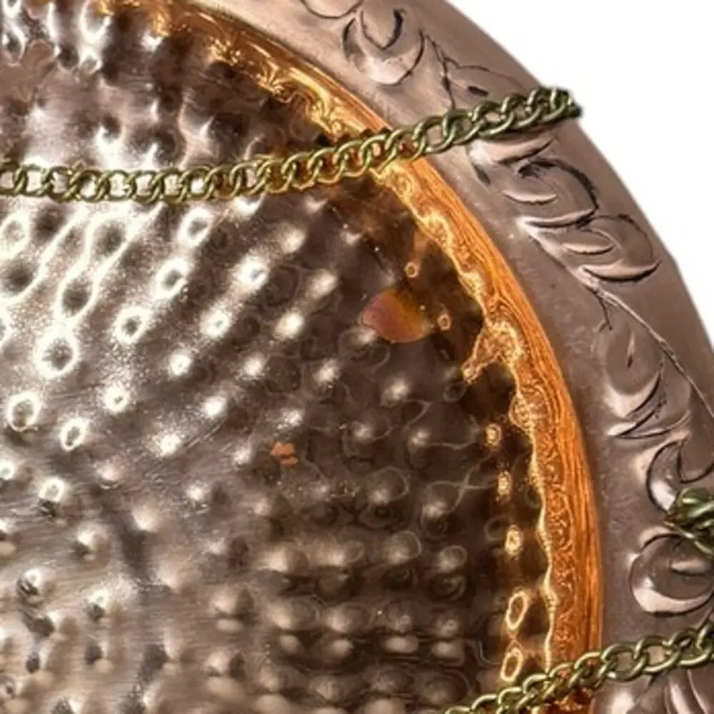 Good Directions Pure Copper Hanging Bird Bath 13.5” Hammered Brass Chain